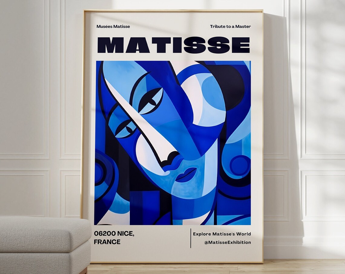 Matisse Nice France Cubist Blue Face Portrait Exhibition Poster