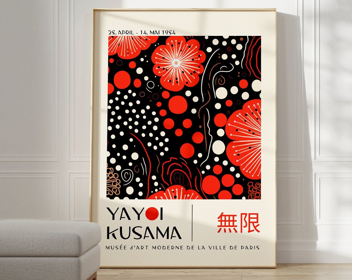 Yayoi Kusama Japanese Gallery Wall Art, Abstract Poster