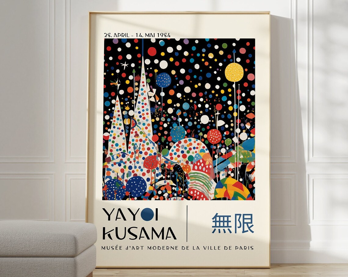 Yayoi Kusama Paris Exhibition 1984 Colorful Dot Carnival Art Poster