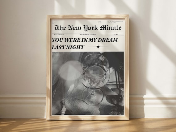 You Were in My Dream Last Night Vintage Newspaper Style Poster