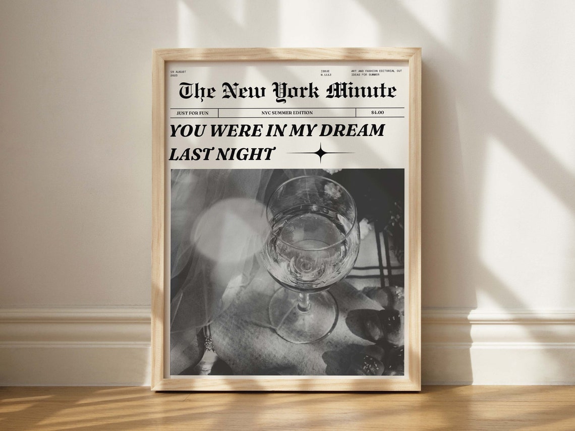 You Were in My Dream Last Night Vintage Newspaper Style Poster