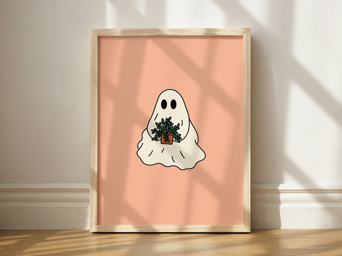Plant On Peach Whimsigoth Halloween Art Print