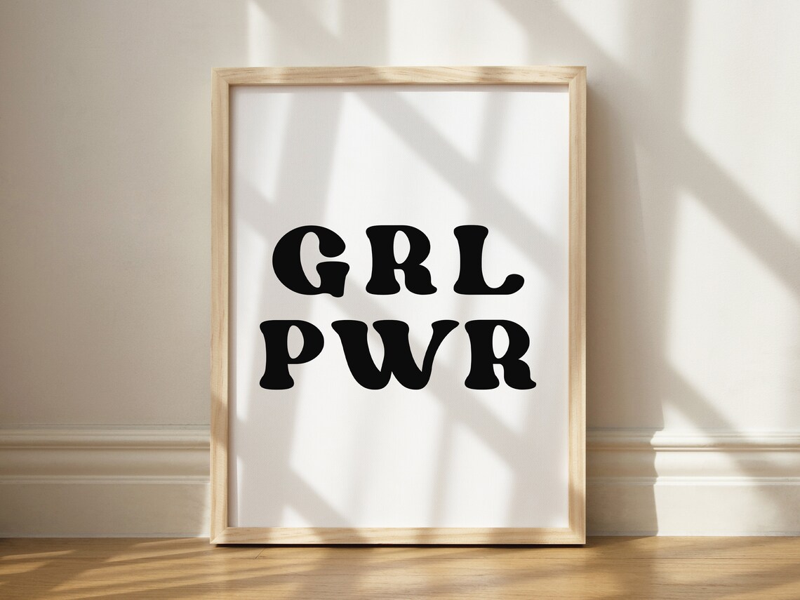 GRL PWR Minimalist Girl Power Bold Retro Typography Quote Poster