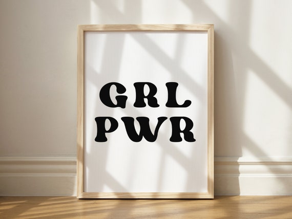 Grl Pwr Print Girl Power Wall Art Feminist Quote Simple Lettering Decor Girls Room