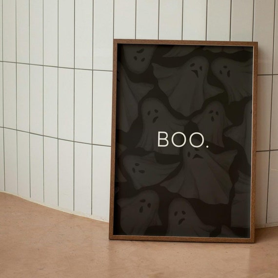 Boo Print Funny Halloween Wall Art Minimalistic Boo Print Aesthetic Seasonal Decor Black And White Poster Ghost Witch