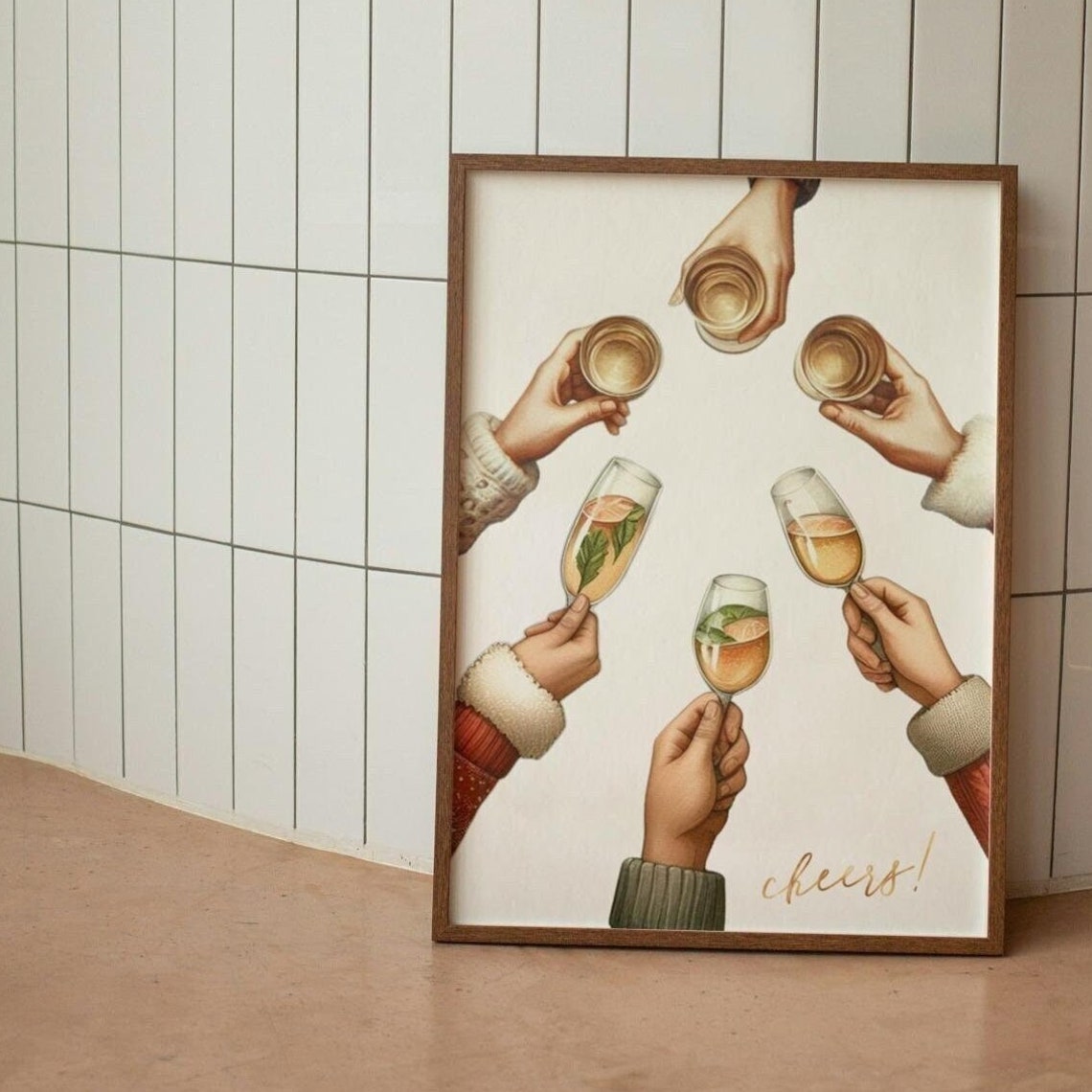 Christmas Bar Cart Print Watercolor Christmas Cheers Print Bar Cart Decor Christmas Wall Art Bar Cart Art Trendy Wall Art Drink Print