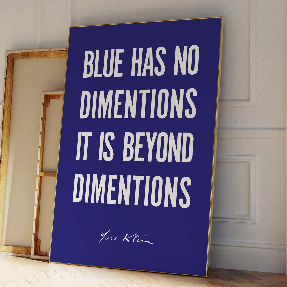 Yves Klein Blue Beyond Dimensions Quote Typographic Cobalt Poster