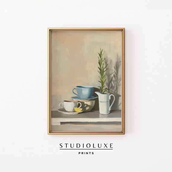 Farmhouse Kitchen Wall Art Vintage Oil Painting Trendy Apartment Decor Coffee Bar Print