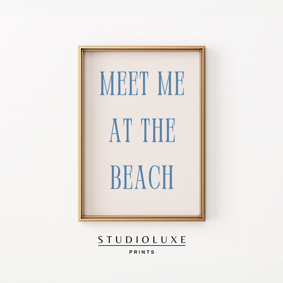 Meet Me at the Beach in Bold Blue Lettering Typography Poster
