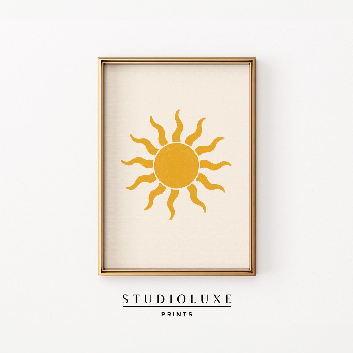 Golden Sun Wavy Rays Minimalist Warm Boho Sunshine Decor Art Poster