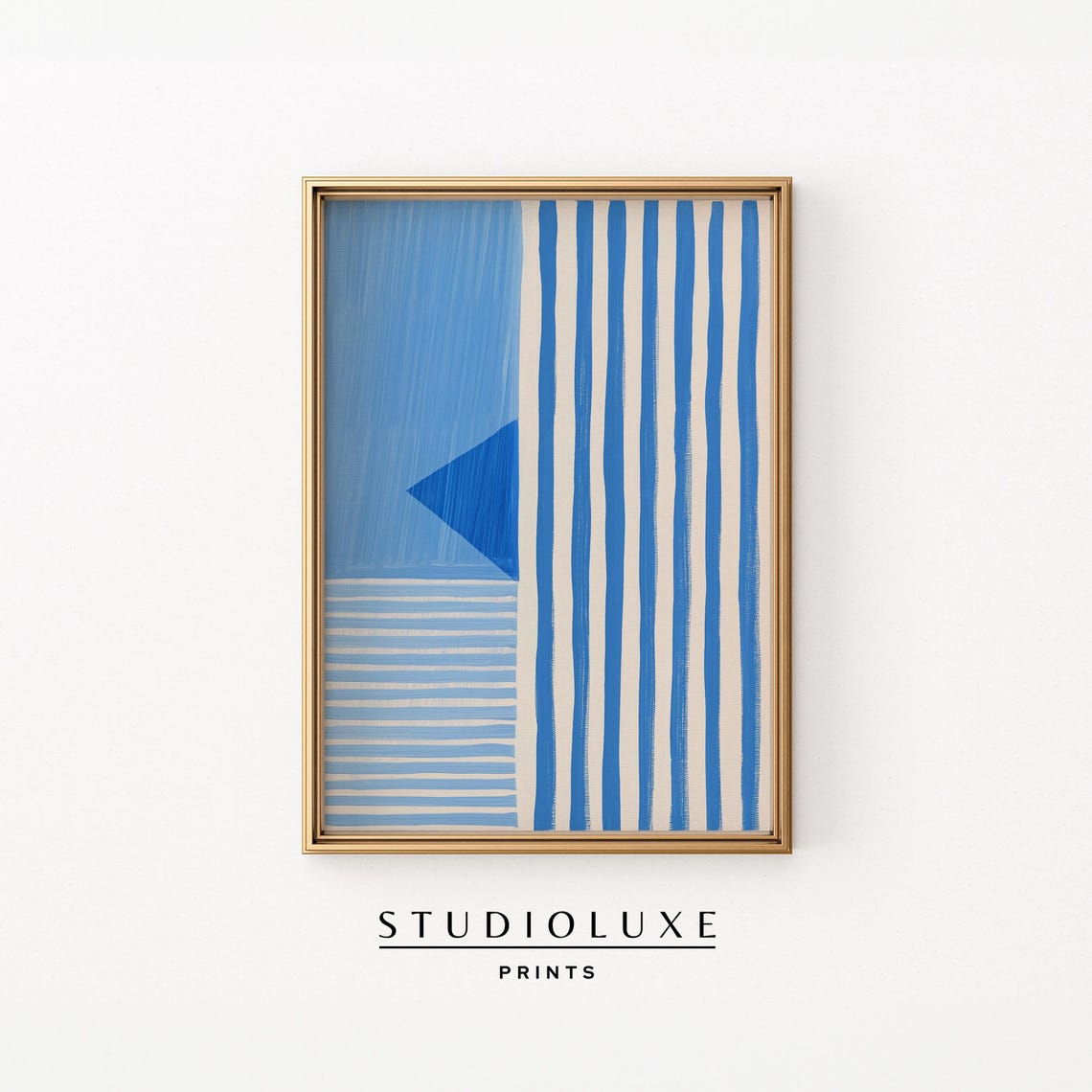 Blue Abstract Nautical Flag Poster Striped Minimalist Coastal Design