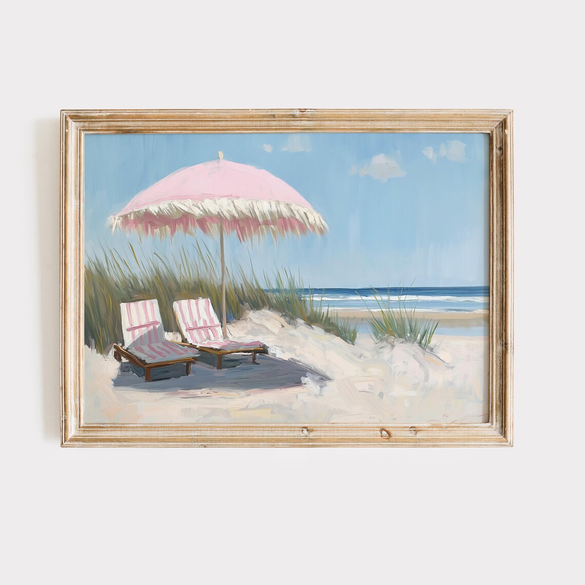 Pink Beach Painting Coastal Art Print, East Coast