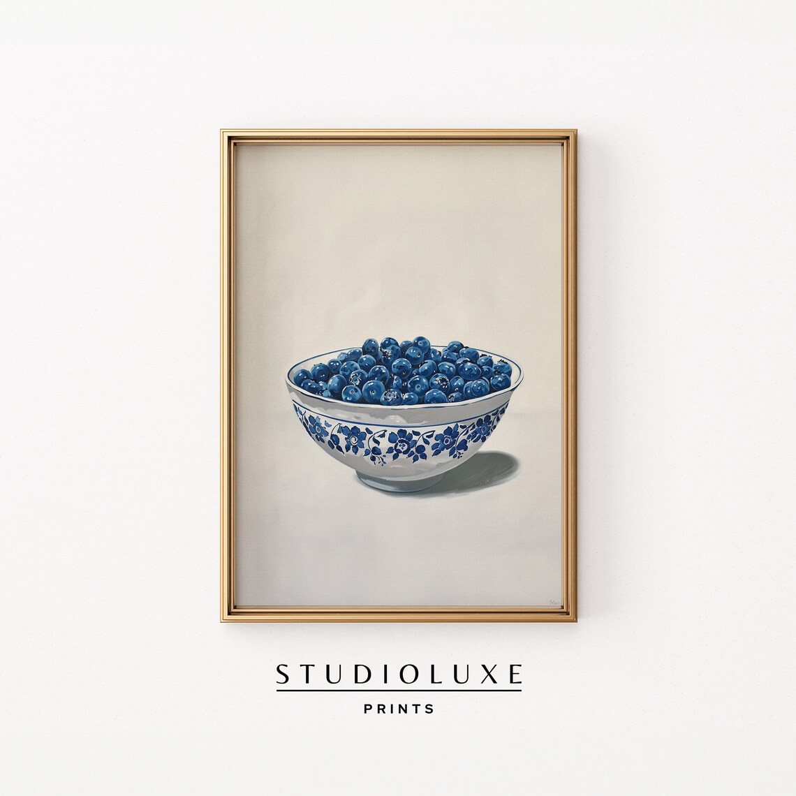 Blueberries Vintage Fruit Painting Art Print