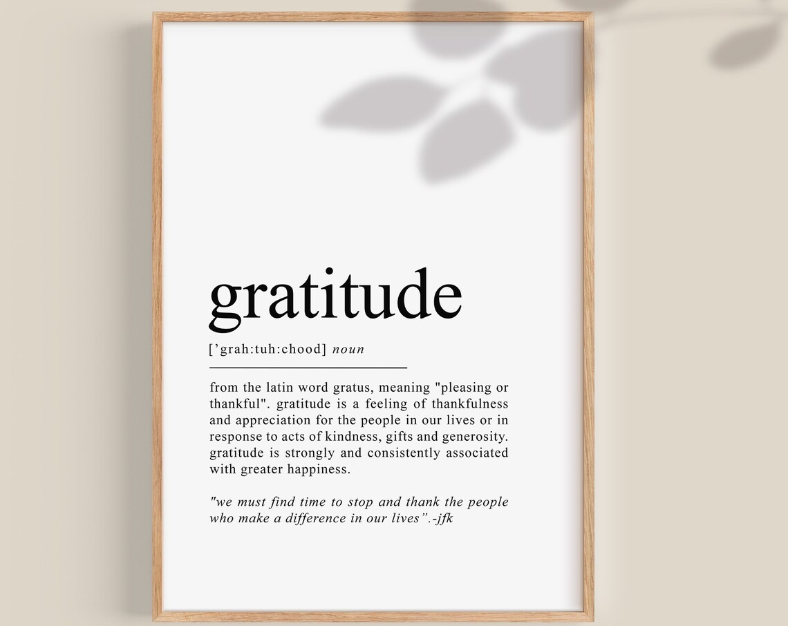 Gratitude Definition Typography Quote Art Print