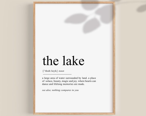 Lake Definition Print, Lake House Decor Poster