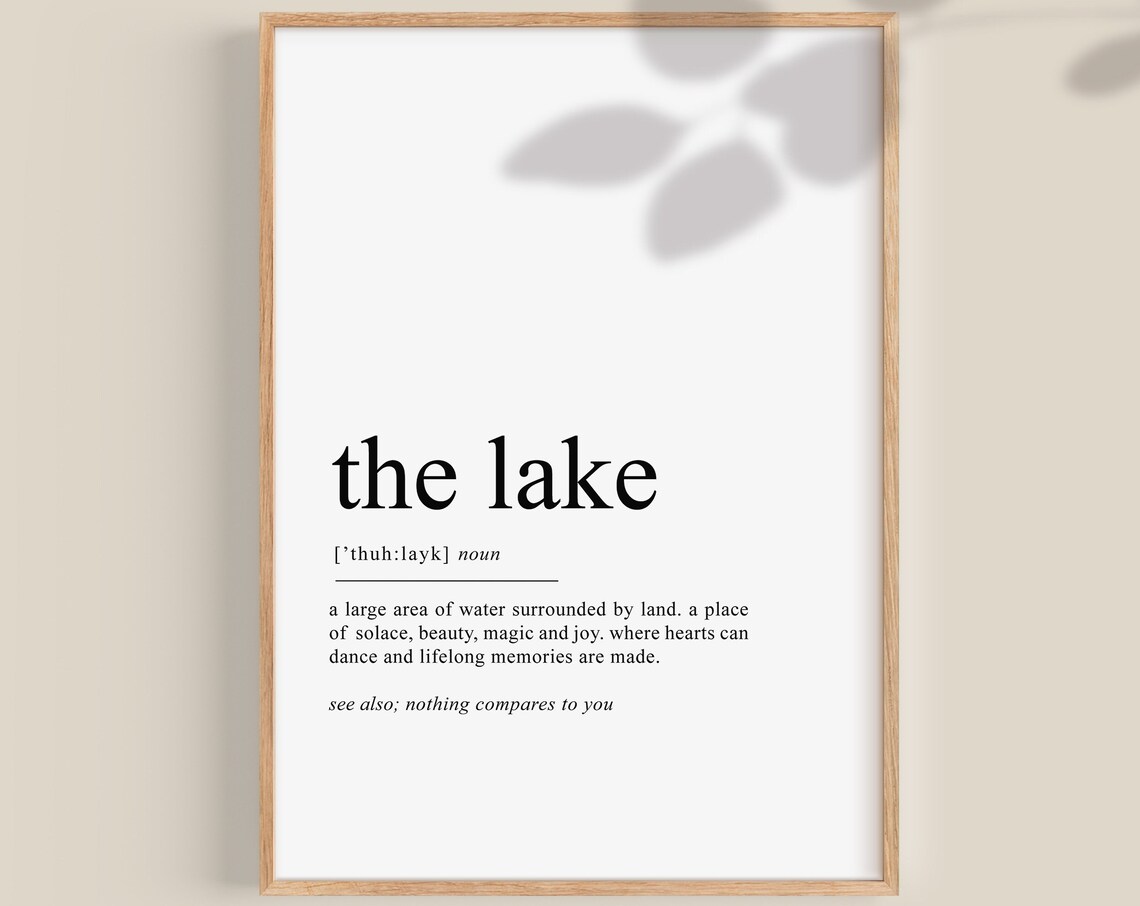 Lake Definition Print, Lake House Decor Poster