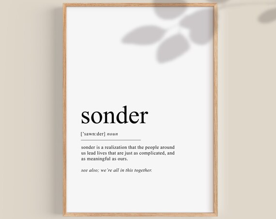 Sonder Definition Motivational Quote Art Print