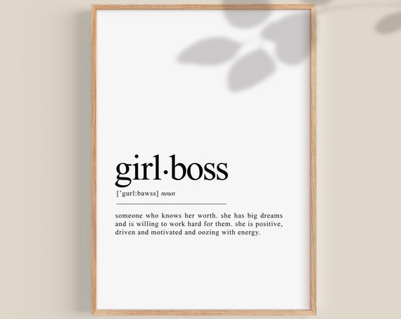 Girl Boss Definition Poster, Empowered Woman Gift