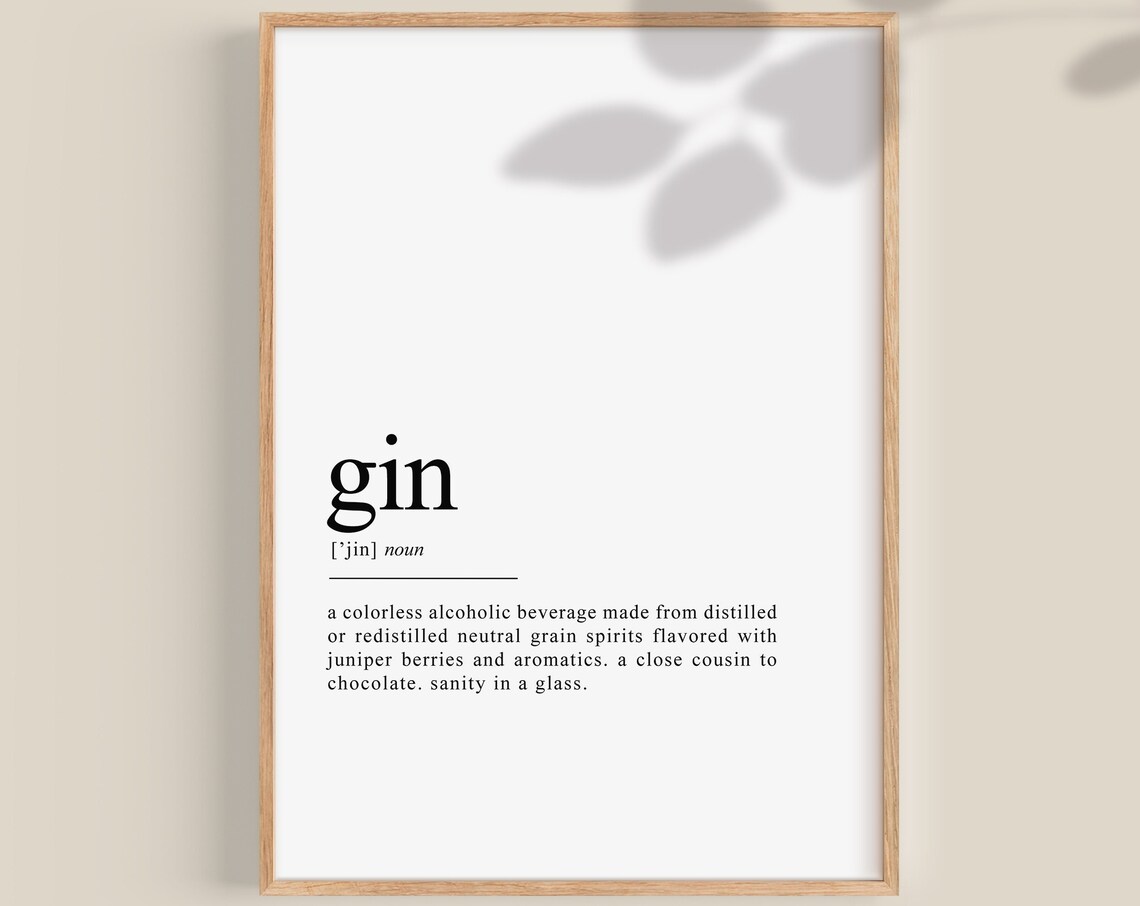 Gin Definition Bar Decor, Alcohol Poster Print