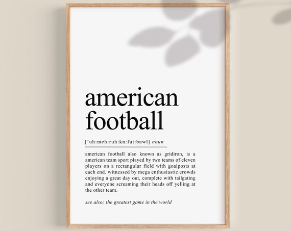 American Football Definition Poster, Team Sports Decor