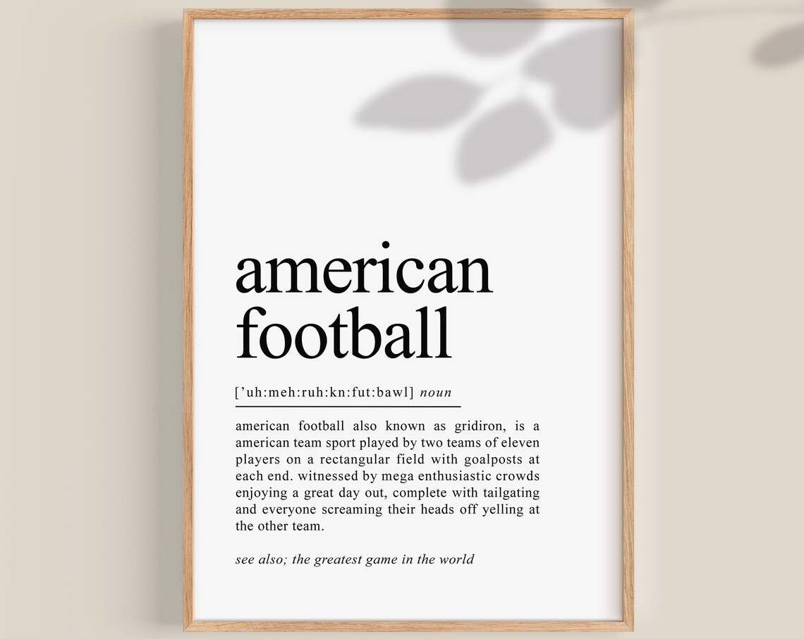 American Football Definition Poster, Team Sports Decor