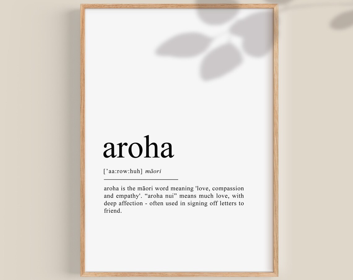 Aroha Maori Word Definition Love Compassion Empathy Gift Poster