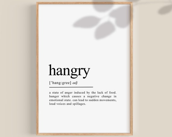 Hangry Definition Funny Gift For Him Poster