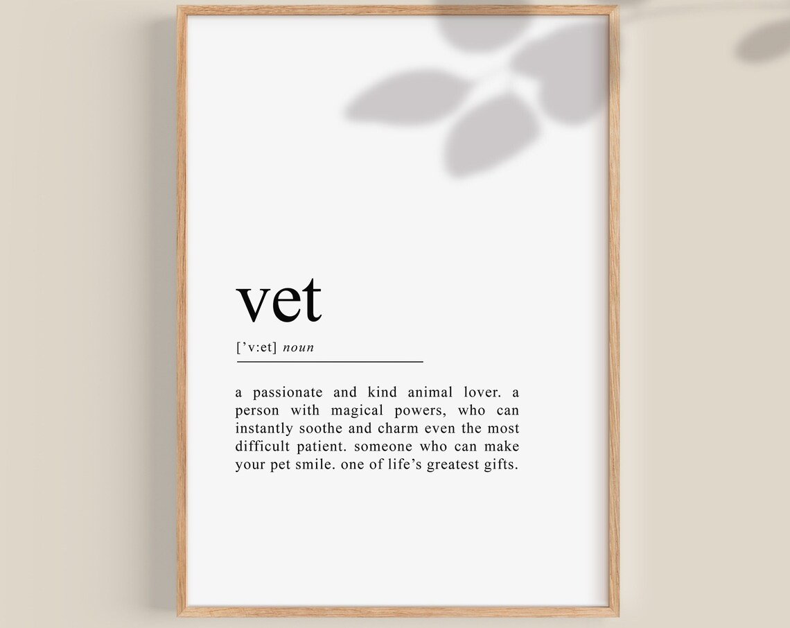 Vet Definition Art Print, Veterinarian Wall Decor