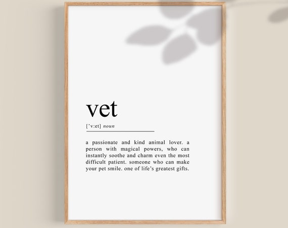 Vet Definition Art Print, Veterinarian Wall Decor