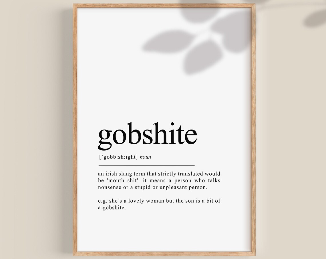 Gobshite Funny Irish Travel Poster, Irish Saying