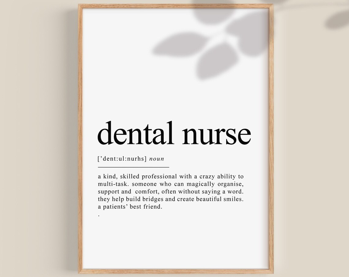 Dental Nurse Definition Art Print, Dictionary Style