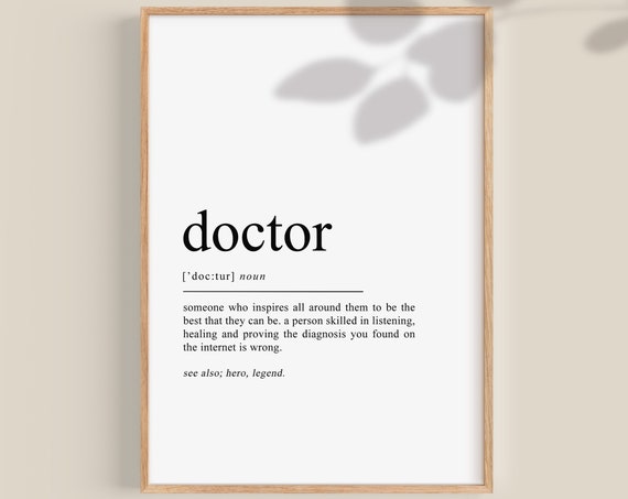 Doctor Definition Typography Art Print, Gift for Doctor