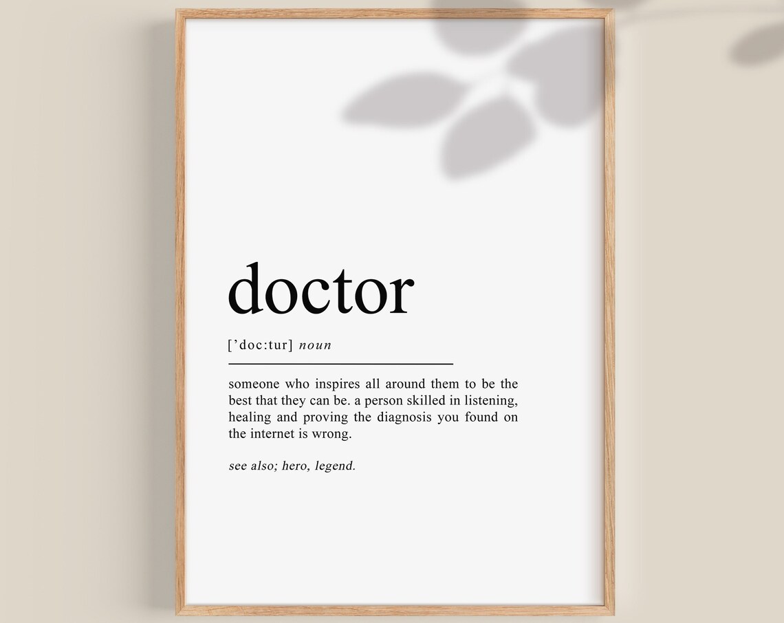 Doctor Definition Typography Art Print, Gift for Doctor