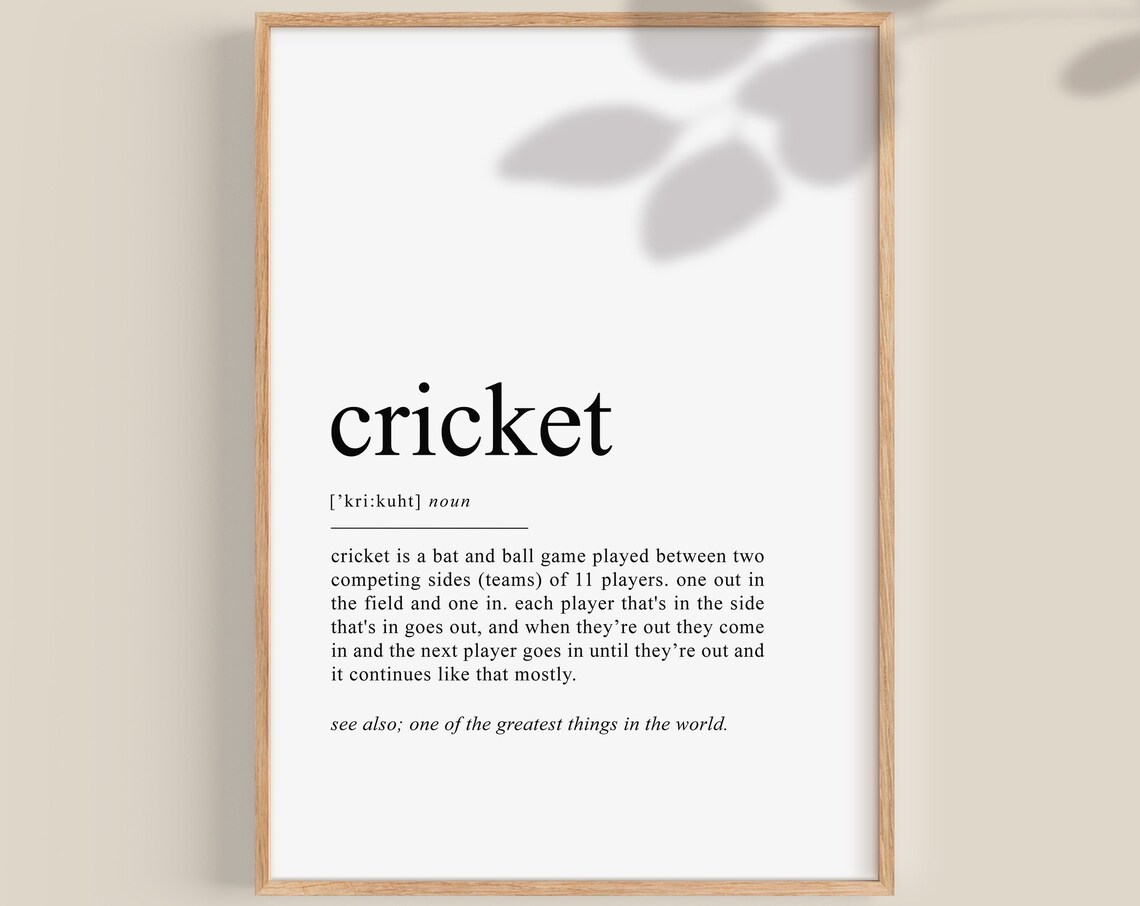 Cricket Definition Poster, Teen Room Sports Decor