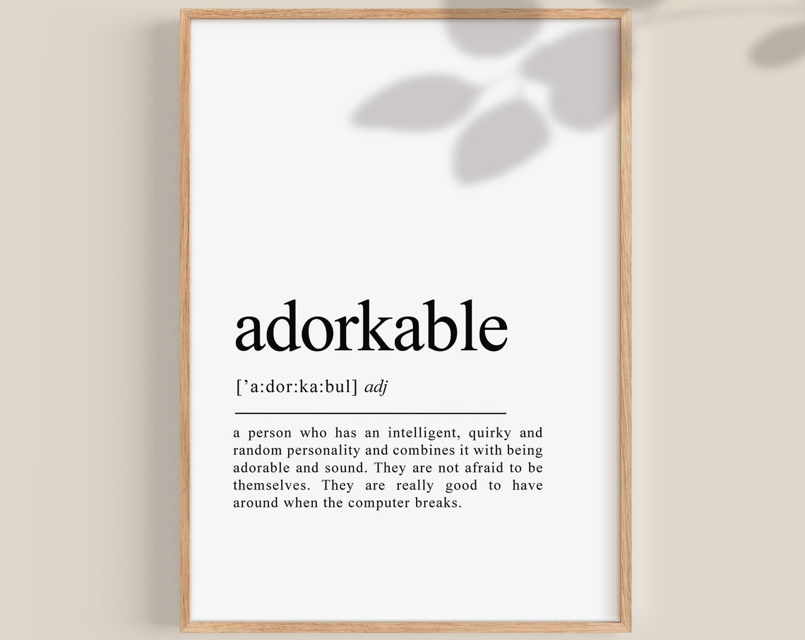 Adorkable Definition Funny Word Art Dictionary Quote Gift Poster