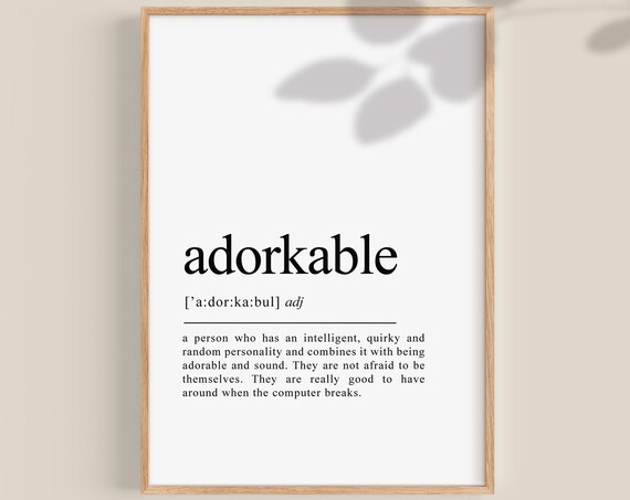 Funny Best Friend Gift Adorkable Definition Print Funny Boyfriend Gift Bestie Dork Gift Geeks Nerd Gifts Art