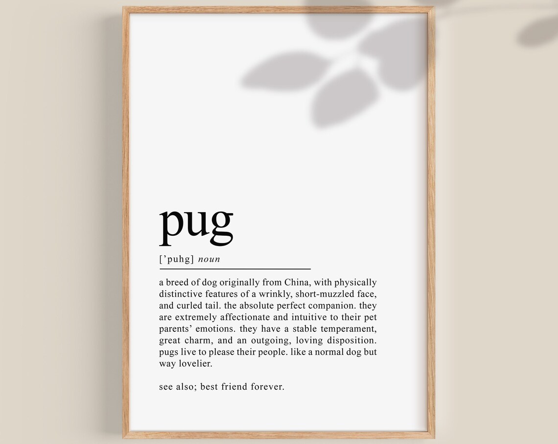 Pug Dictionary Definition Dog Poster, Dog Dad Gift