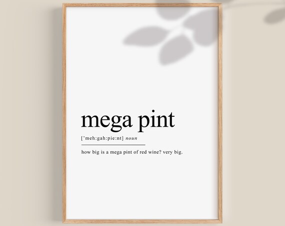 Mega Pint Funny Red Wine Definition Quote Home Bar Wall Decor Poster