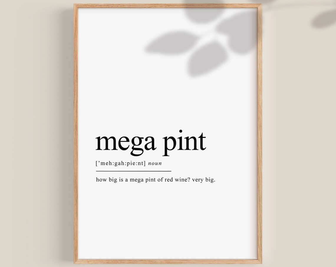 Mega Pint Funny Red Wine Definition Quote Home Bar Wall Decor Poster