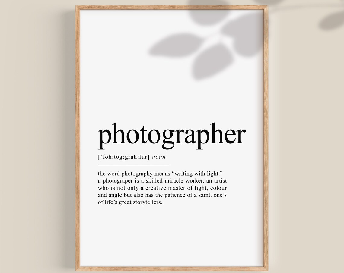 Photographer Definition Art Print, Gift for Photographers