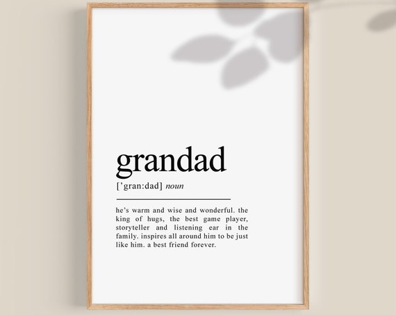 Grandad Definition Poster, Father's Day Gift Art