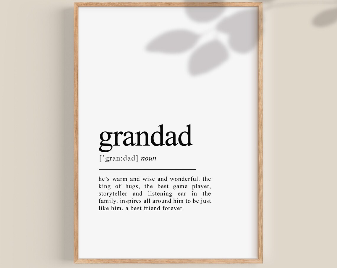 Grandad Definition Poster, Father's Day Gift Art