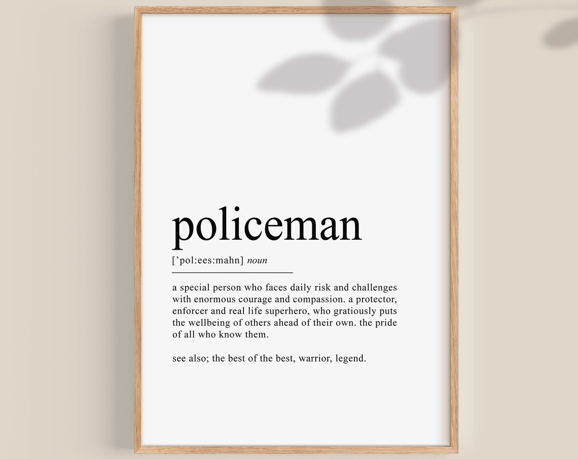 Policeman Definition Art Print, Police Officer Gift