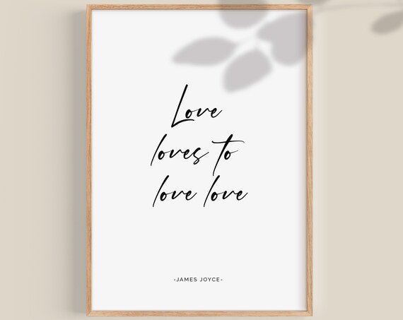 James Joyce Love Loves to Love Love Script Typography Quote Poster