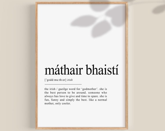 Mthair Bhaist Irish Definition Godmother Wall Art Print