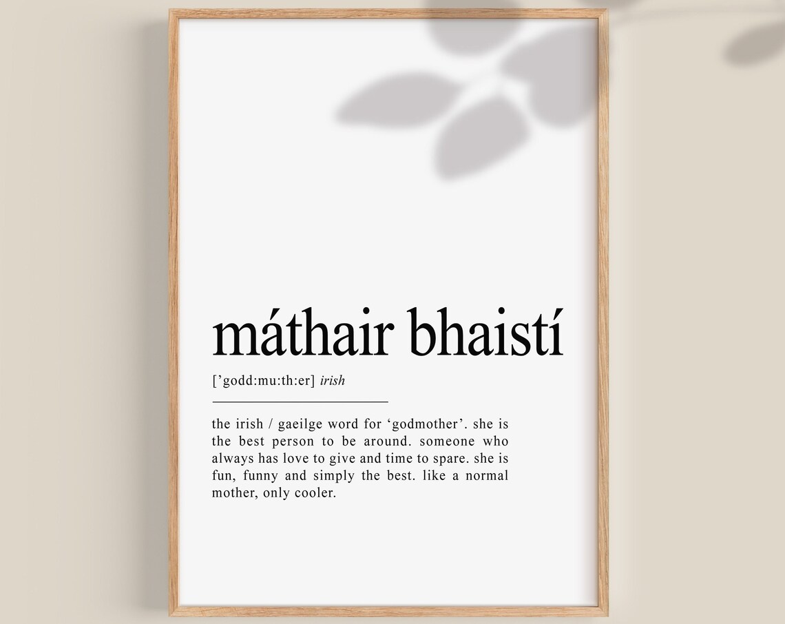 Mthair Bhaist Irish Definition Godmother Wall Art Print