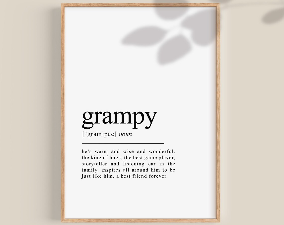 Grampy Definition Art Print, Father's Day Gift