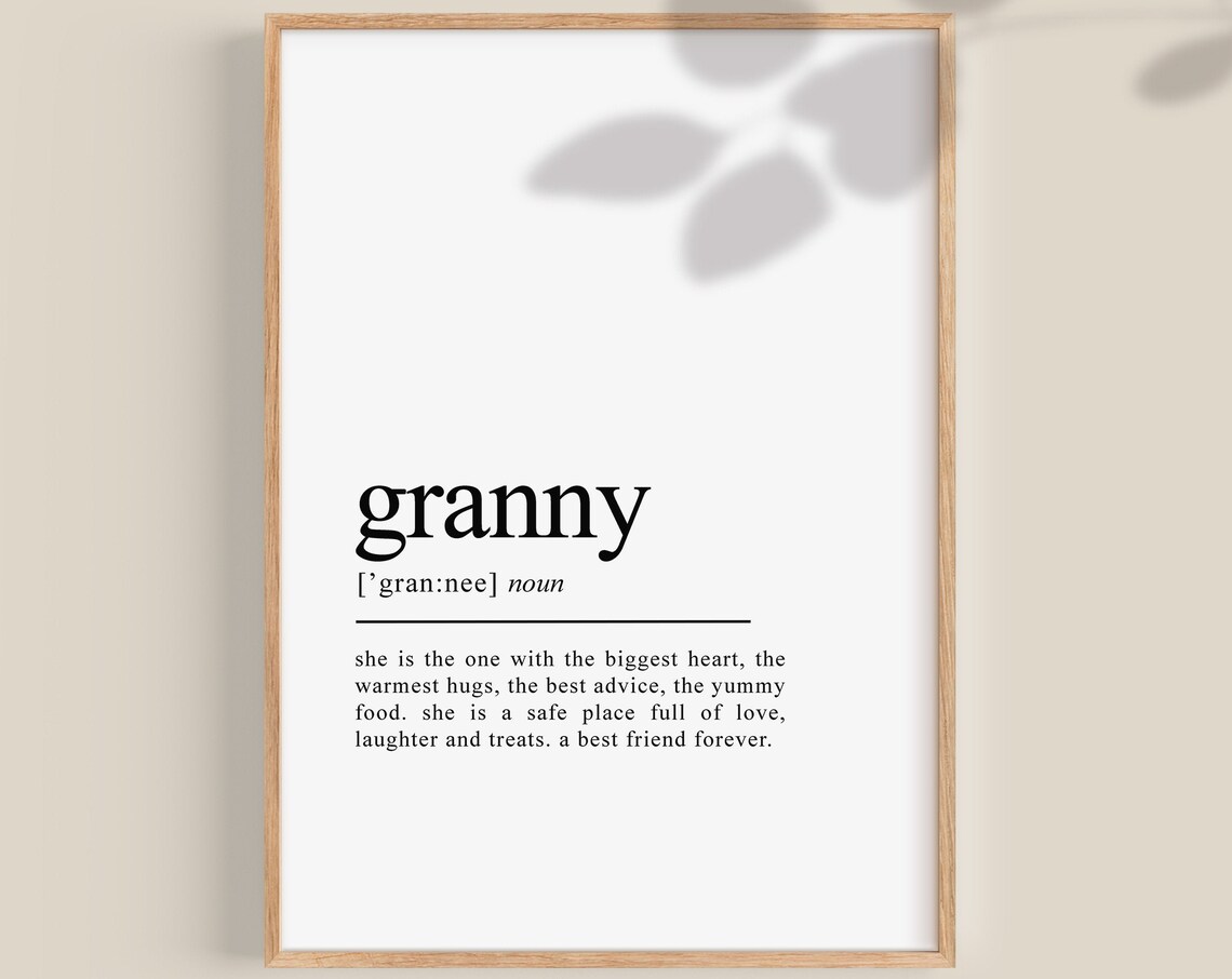 Granny Definition Word Art Print For Grandmother Birthday Gift