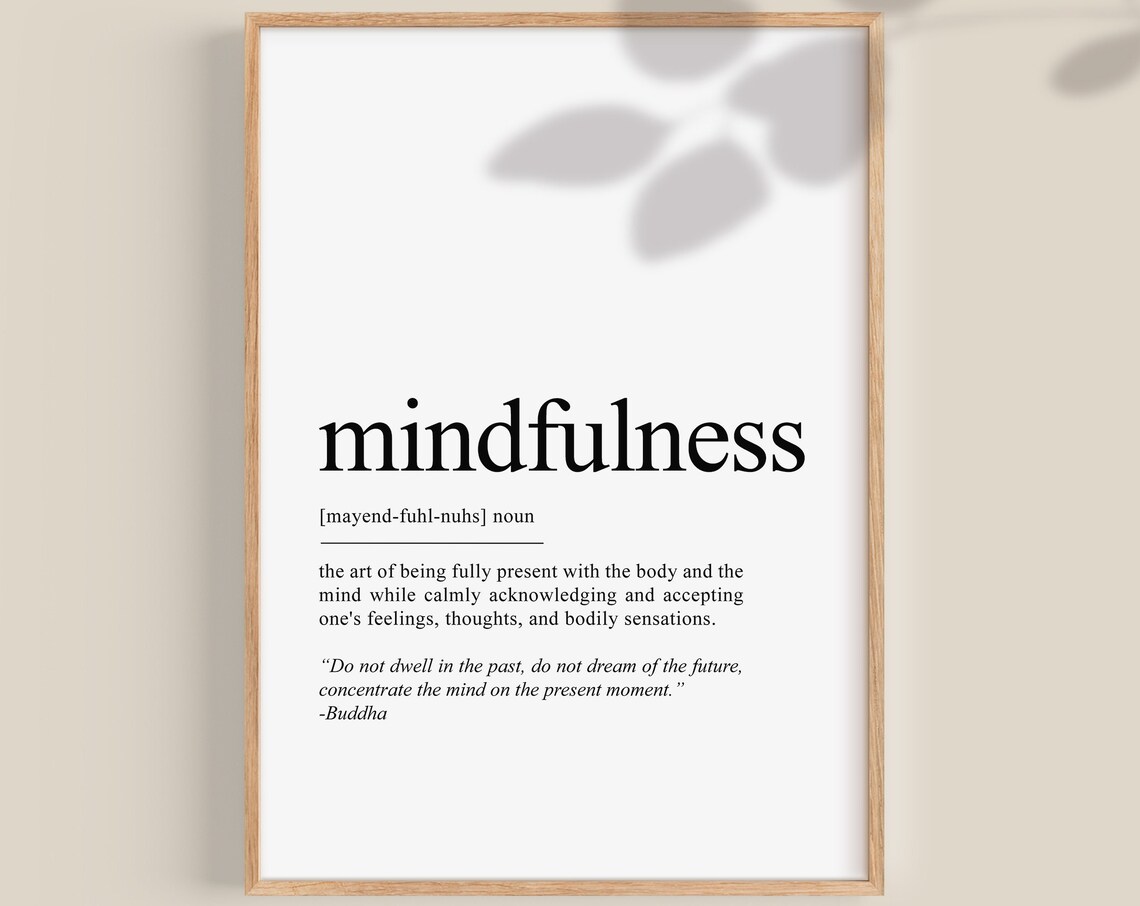 Mindfulness Definition Print, Yoga Studio Zen Decor