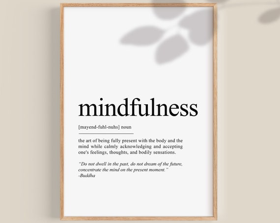 Mindfulness Definition Print, Yoga Studio Zen Decor